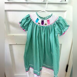Little Cactus smocked Easter dress 5Y girl